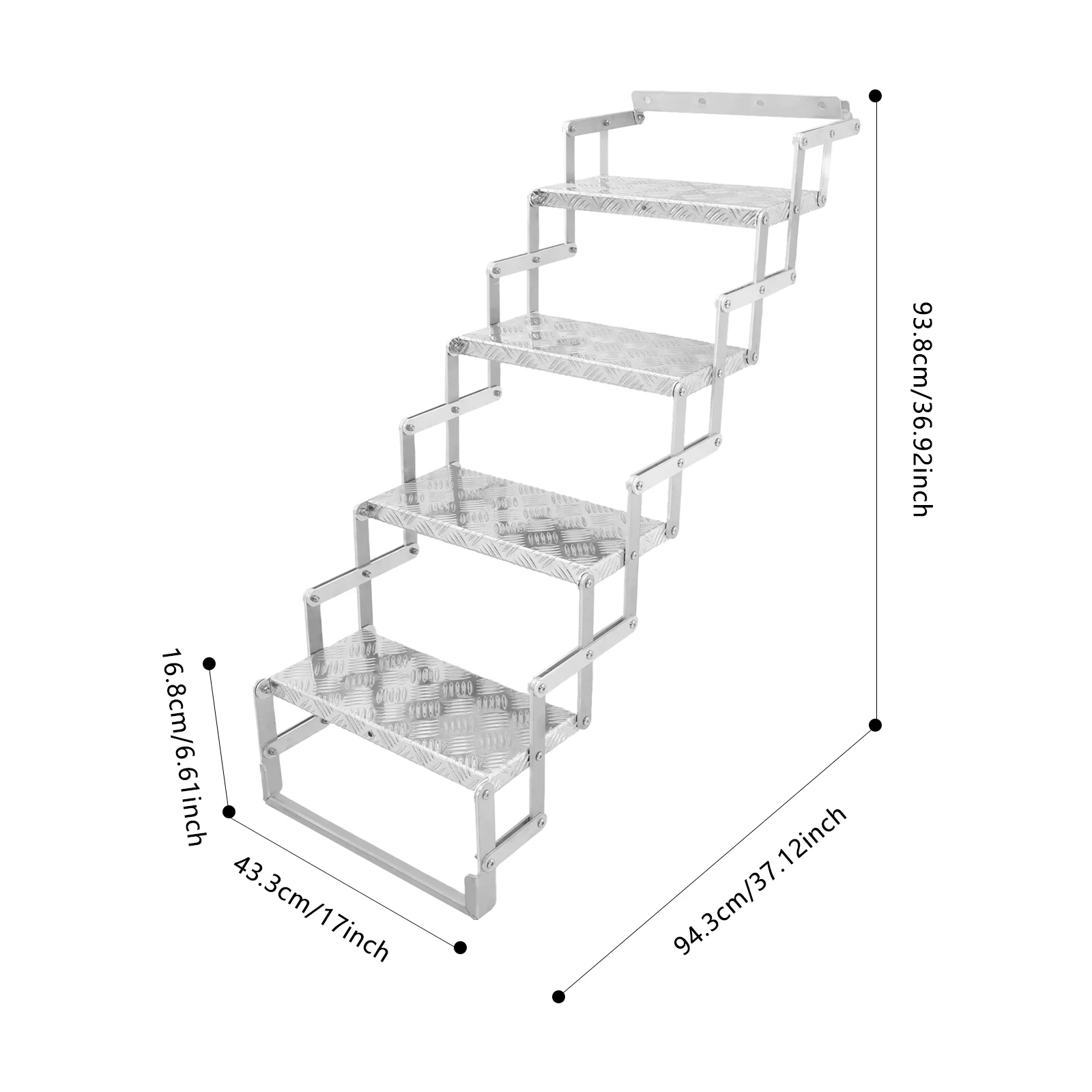 110kg 4-Step Scissor Foldable Step Ladder, Aluminum RV Entry Step With Anti-Slip Treads, for Camper Trailer Truck
