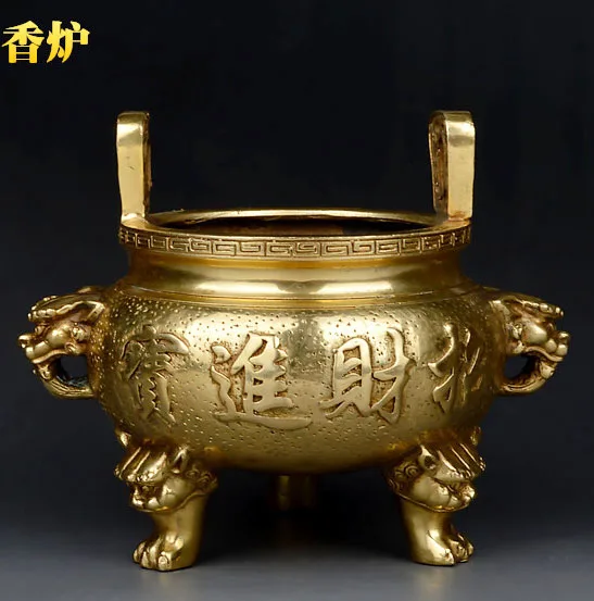 

office home Decor Decoration -- Buddhism Talisman Money Drawing incense bronze statue