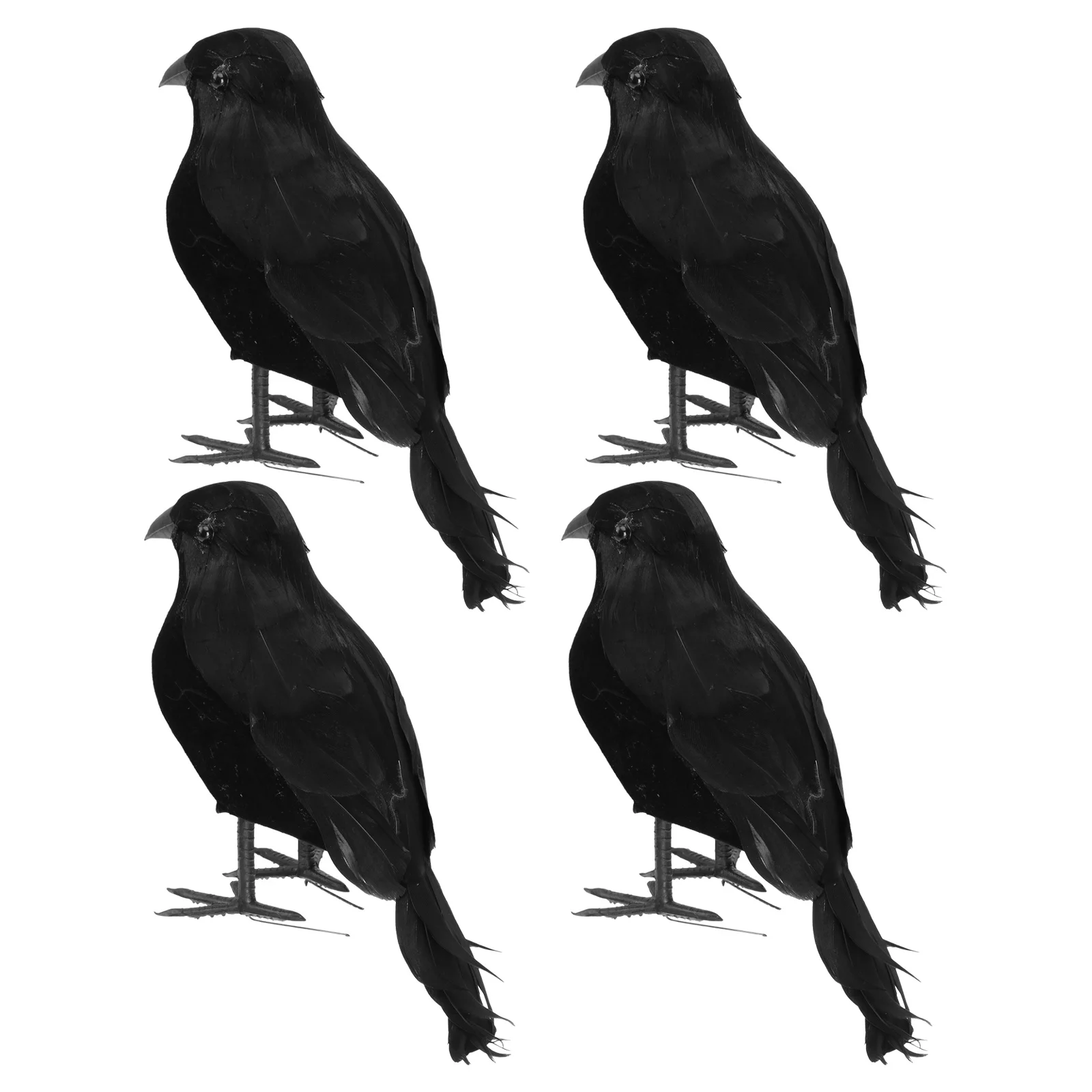 

4pcs Simulated Crow Decoration Lifelike Halloween Easter Decor For Desktop Bookshelf Windowsill Dining Room Crow Ornament Craft