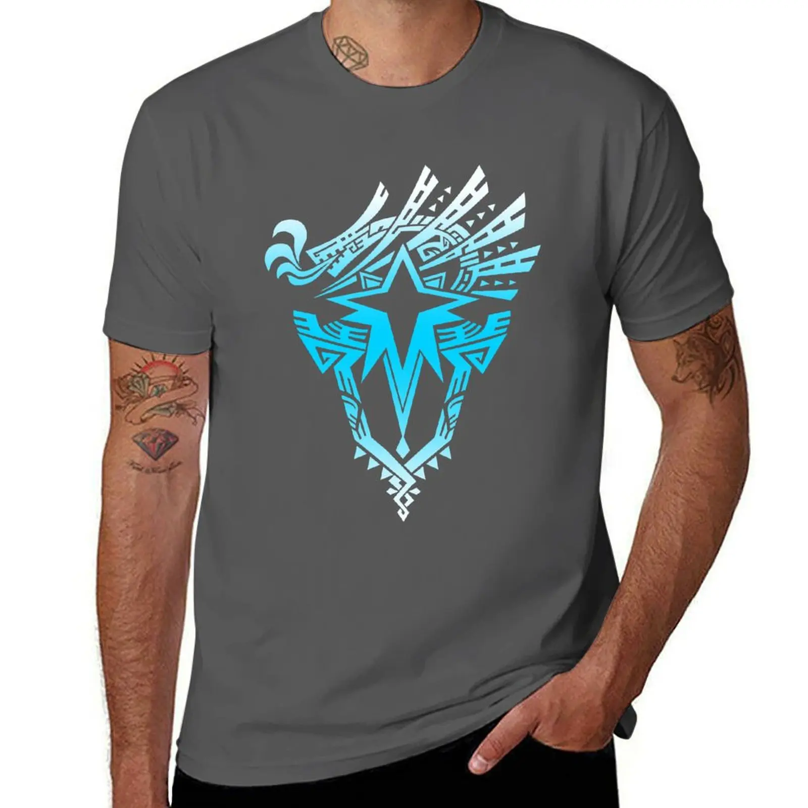 Monster hunter world iceborne logo (blue) T-Shirt Work Utility Short Sleeve Shirt