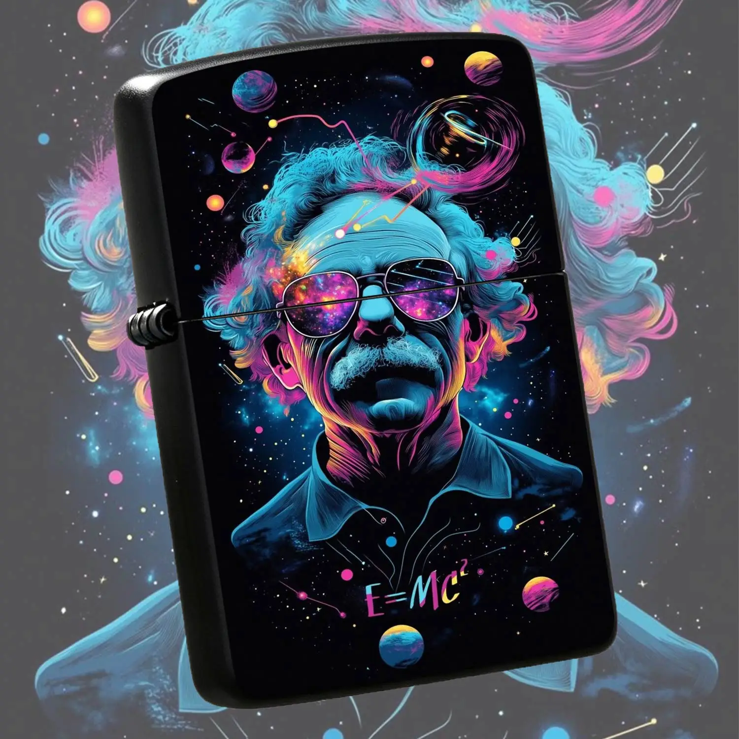 Trendy Cosmic Themed Lighter, Creative Cyber Neon Nebula Graffiti Stylish Accessory, Portable Daily Carry Practical Tool, Exquisite Unique Gift For Science Enthusiasts, Multi-Scenario Suitable Fun Collectible Ornament A Humorous And Interes