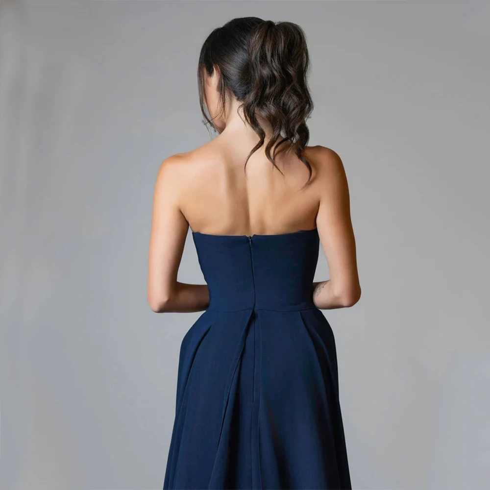 Customized Exquisite Jersey Draped Beading Sequined A-line Strapless Long Dresses Bespoke Occasion Dresses High quality Matching