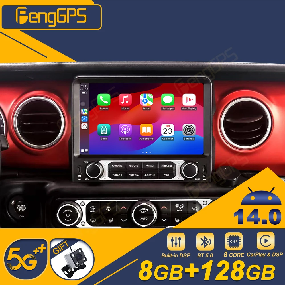 Second GenerationCar Radio For Jeep Wrangler JL Gladiator 2018-2022 Car Multimedia Video Player Stereo Auto GPS Navi Carplay 4G
