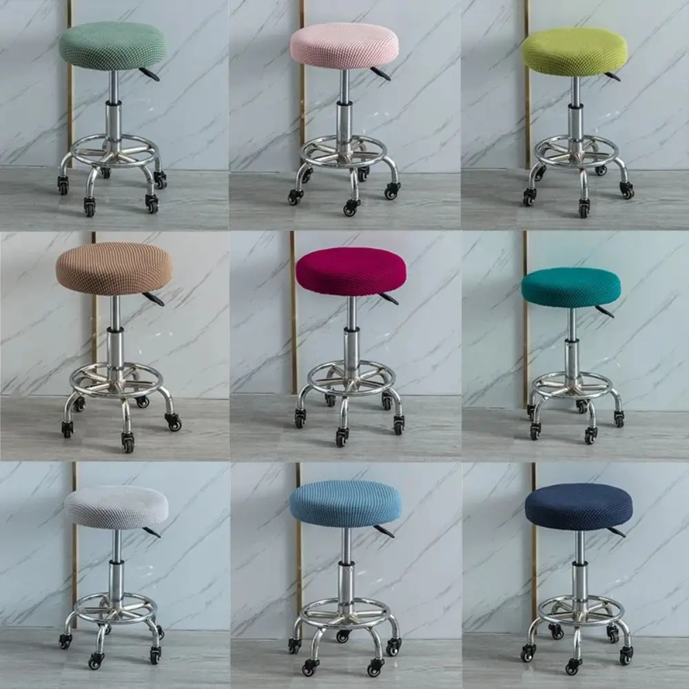 Soft Solid Color Bar Stool Cover Elastic Thickened Seat Chair Slipcover Stretchable Washable Stool Cushion Cover