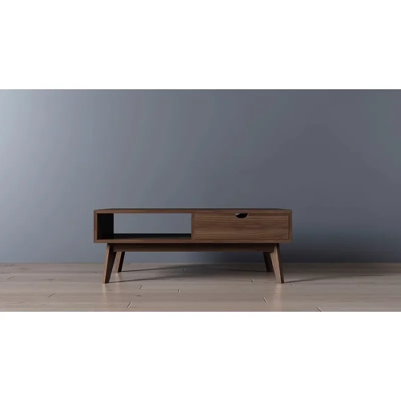 

M Nordic Modern Minimalist Designer Black Walnut Drawer Light Luxury Coffee Table