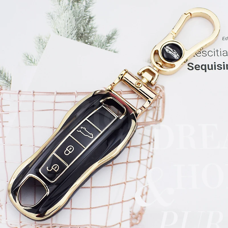 Soft TPU Car Key Case Cover Shell For Porsche Panamera Cayenne 971 911 9YA Macan Boxste Auto Protector Accessories