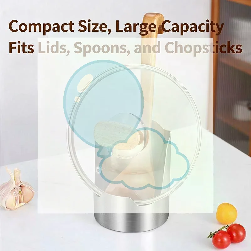 Stainless Steel Spoon Rest With Drip Tray, Heavy Duty Vertical Utensil Holder For Ladles Spatulas & Pot Lids, Rust-Proof Kitche