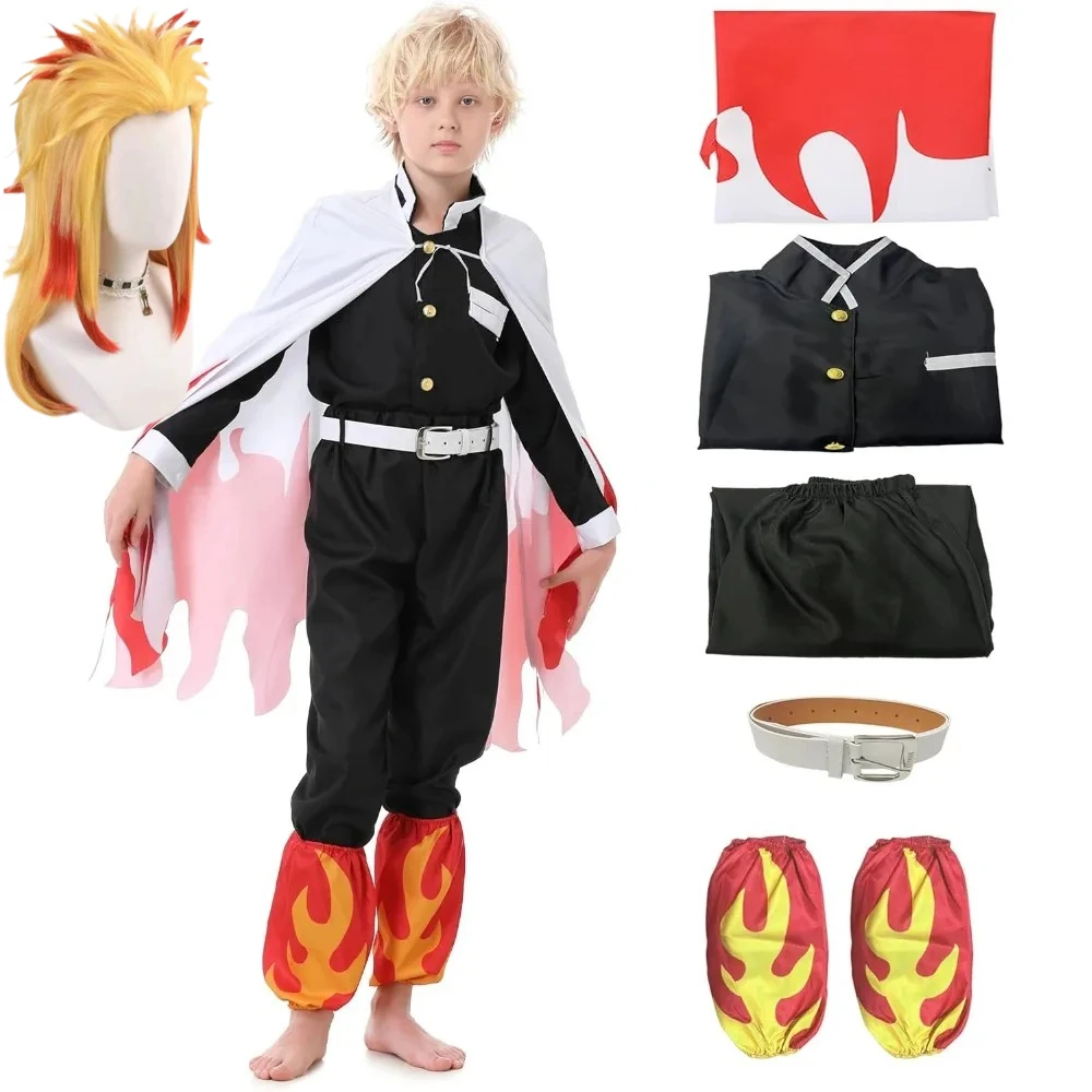 

Rengoku Kyoujurou Outfits Anime wig Demon Cosplay Slayer Kimetsu Yaiba Kimono Cosplay Party Clothes Adult Children