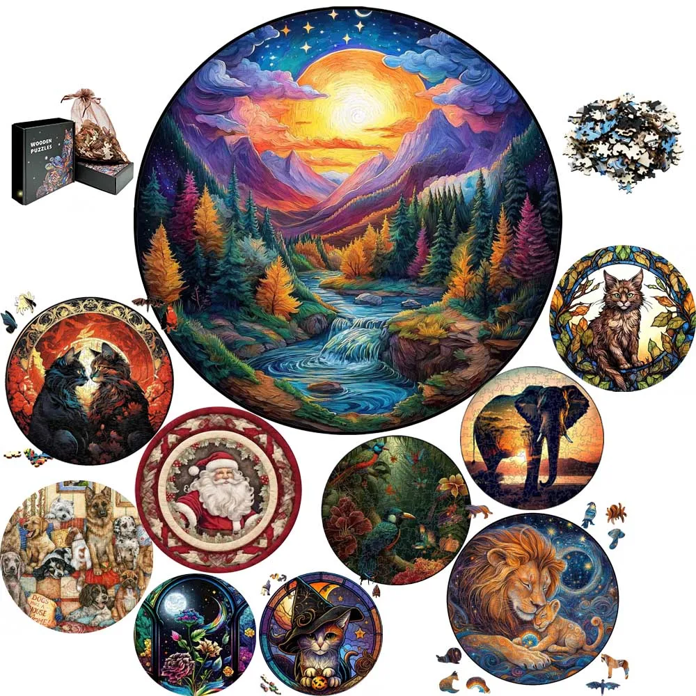 

Sunrise Landscape Map Wooden Animal Decompressed Puzzle for Adult Kids Lovely Cat High Quality Puzzle Brain Twister Wood Jigsaws