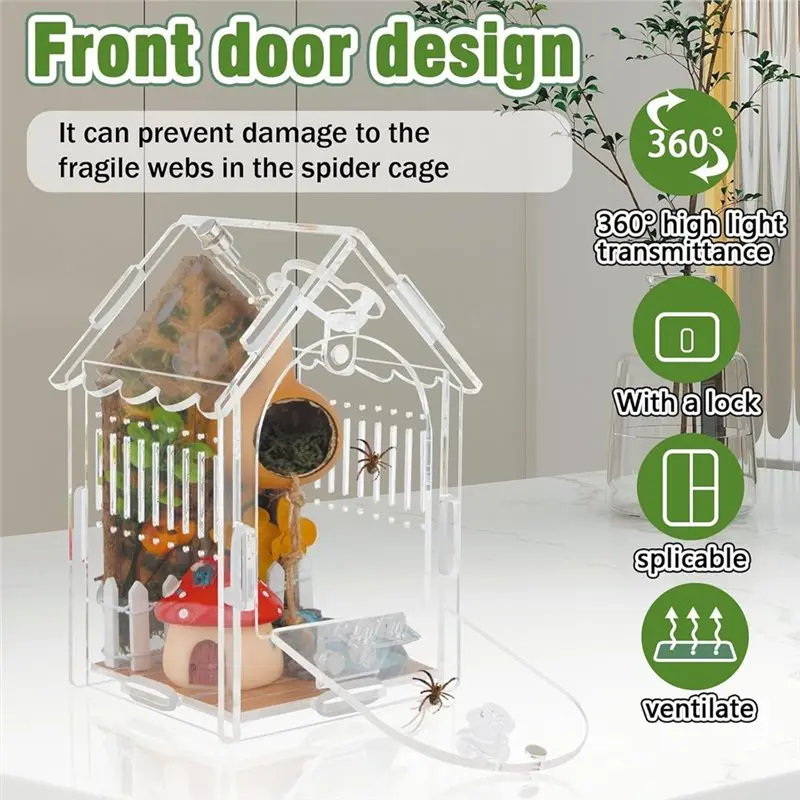 مجموعة تررم أكريليك تريند 2025 - أبعاد داخلية 3.15 بوصة × 3.15 بوصة × 5.6 بوصة حاوية عنكبوت القفز مناسبة لـ Tarantulas، Mant #4