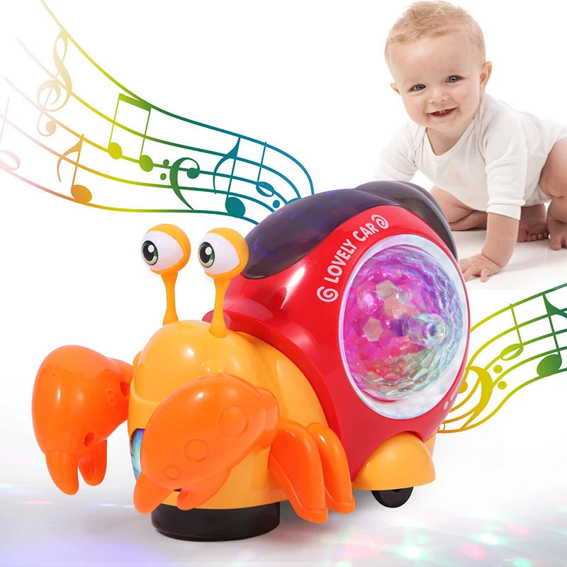 

Crawling Crab Baby Toy Walking Tummy Time Early Learning Educational Toys Interactive Musical Light up Moving Toys for Toddler