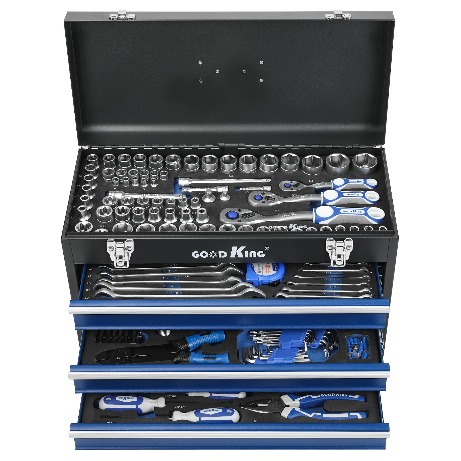 

408 Pcs 1/2 3/8 1/4 72T Tool Kit With Socket Wrench Tool Set In Iron Metal Box For Car Repairing Mechanical Hand Tool Set