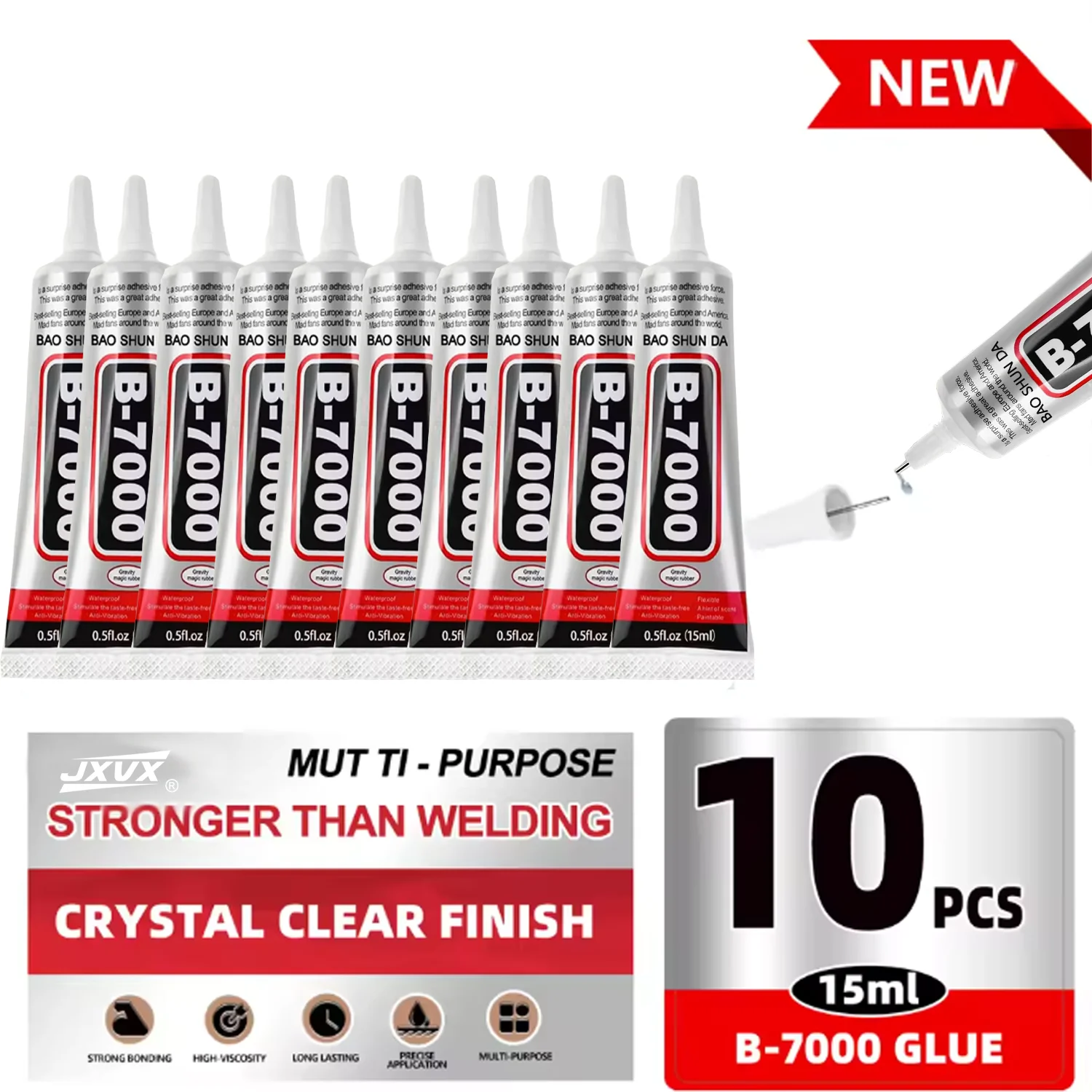 1-10pcs 15mL B-7000 Smart Watch Repair Glue Transparent Waterproof Soft Glue Seal Metal Glass Jewelry DIY Cover Frame Adhesive.