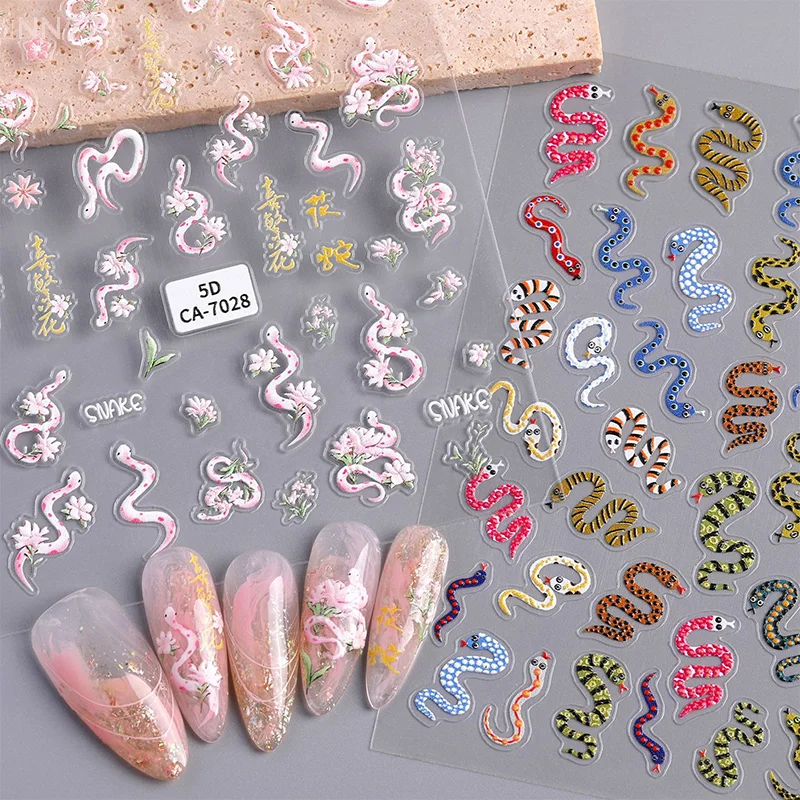 Glanzende slang roos bloem nail art stickers zelfklevende manicure sticker DIY nail art decoratie stickers accessoires geschenken