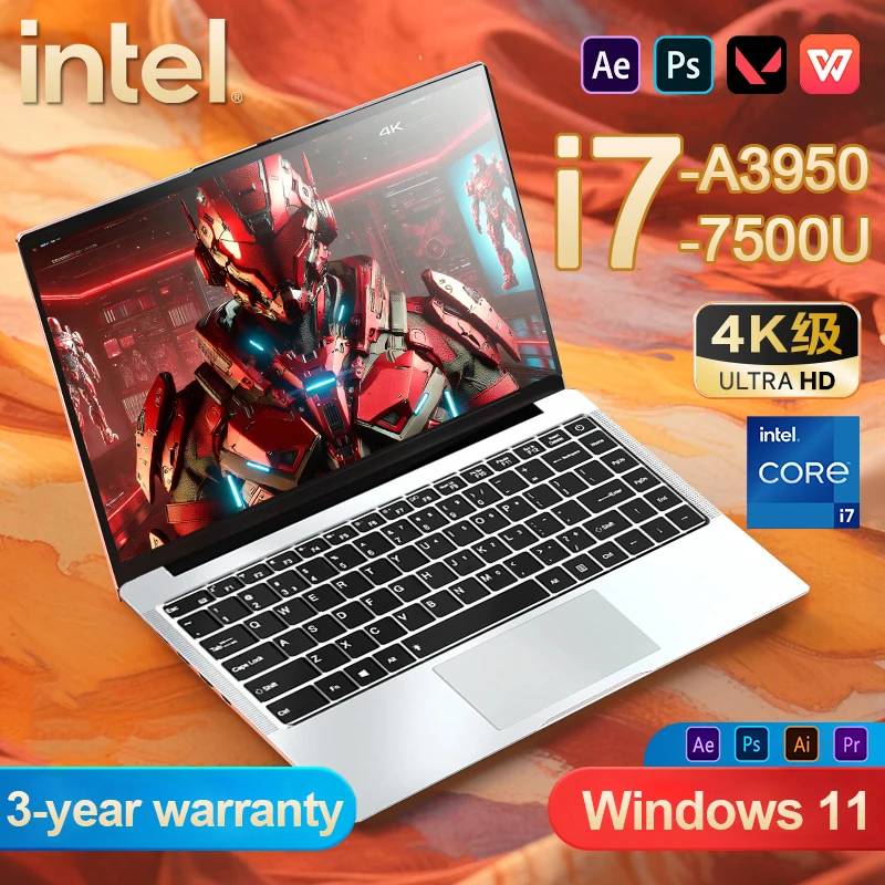 

2025 Office Laptop Windows 11 intel core i7-7500U/intel Atom x7 A3950 14.1" Notebook Computer PC 1920*1080P 12GB RAM 1/2TB SSD
