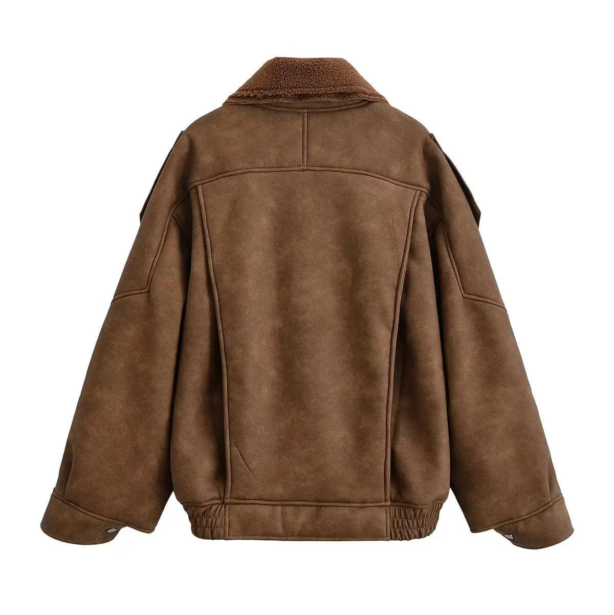 Diyigwoman 2025年秋新作 スエード ルーズジャケット レトロ 長袖 ジョーカー ジップアップコート アウター レディース