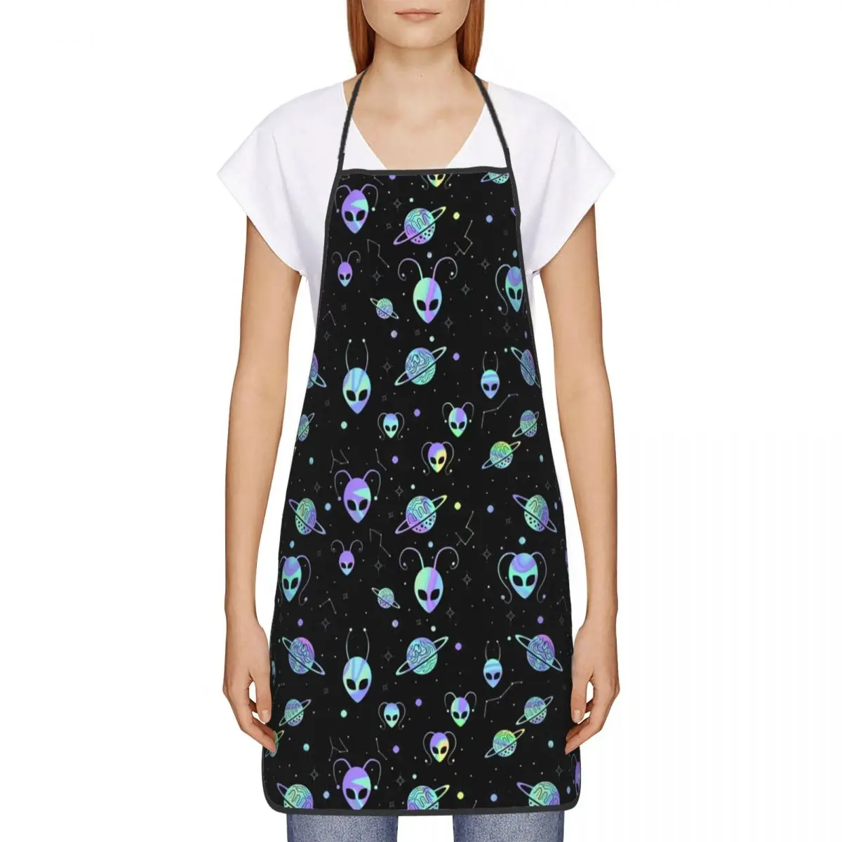 Unisex Universe Planet Stars Aliens Kitchen Chef Cooking Baking Apron Men Women Cosmos Tablier Cuisine for Gardening