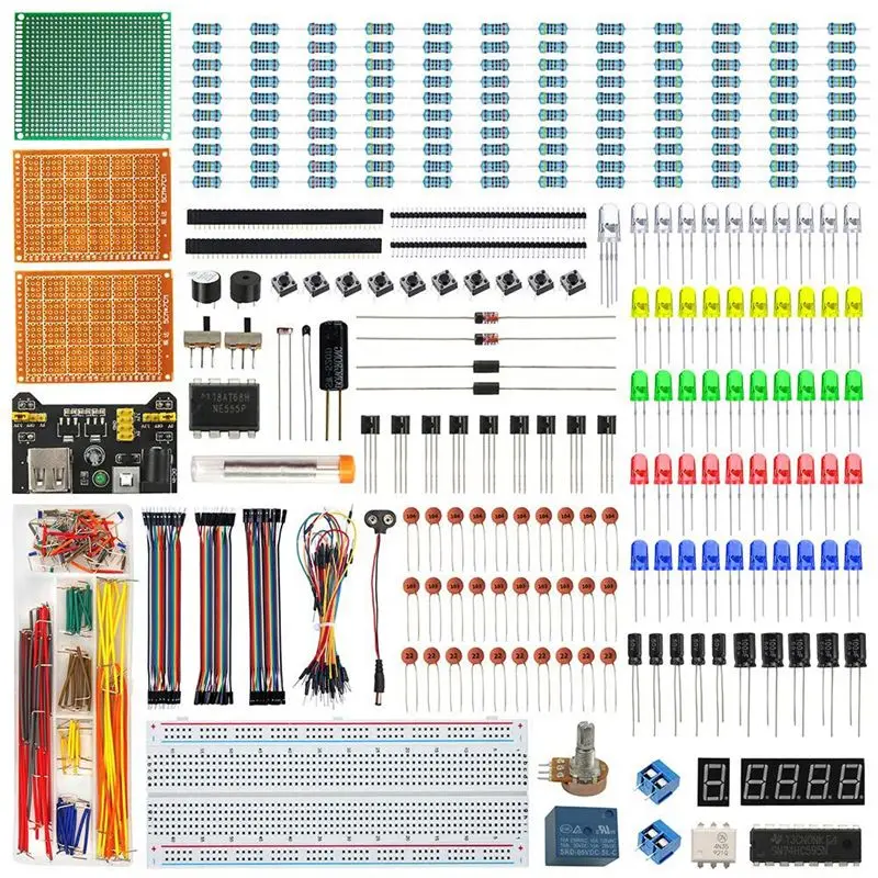 FFYY-ESP32/ESP8266 Electronie Components Kit Fun DIY Starter Kit With Power Supply Module Breadboard For R3