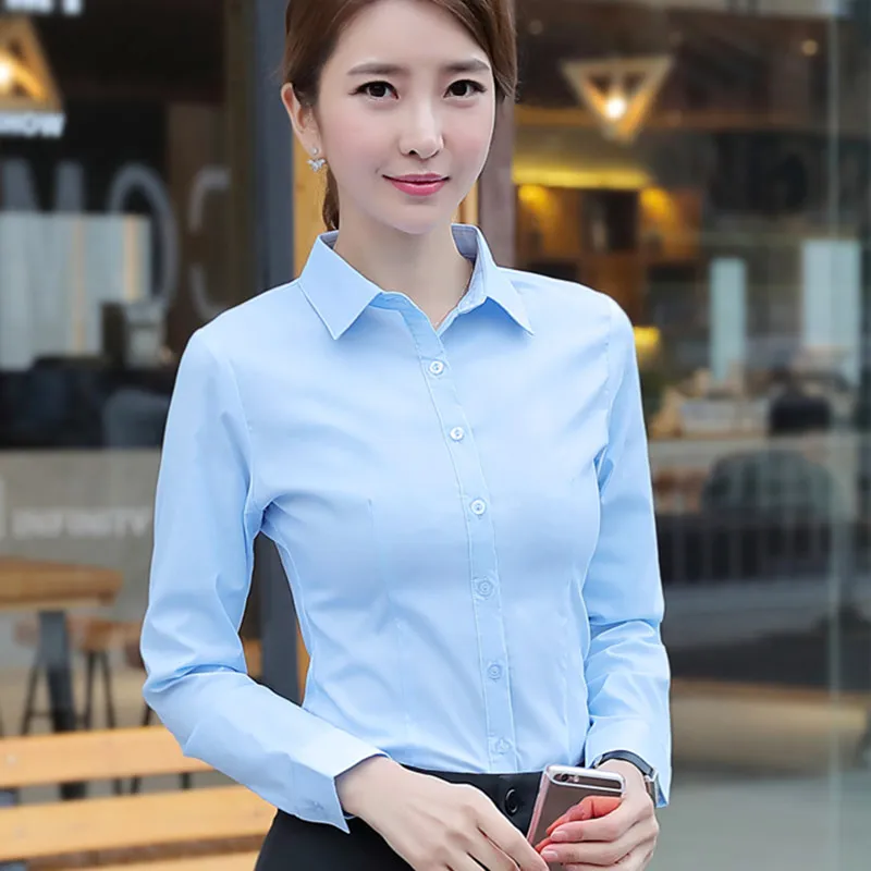 Korean Fashion Women Shirts White Shirt Women Long Sleeve Shirts Tops Office Lady Basic Shirt Blouses Plus Size Woman Blouse 5XL