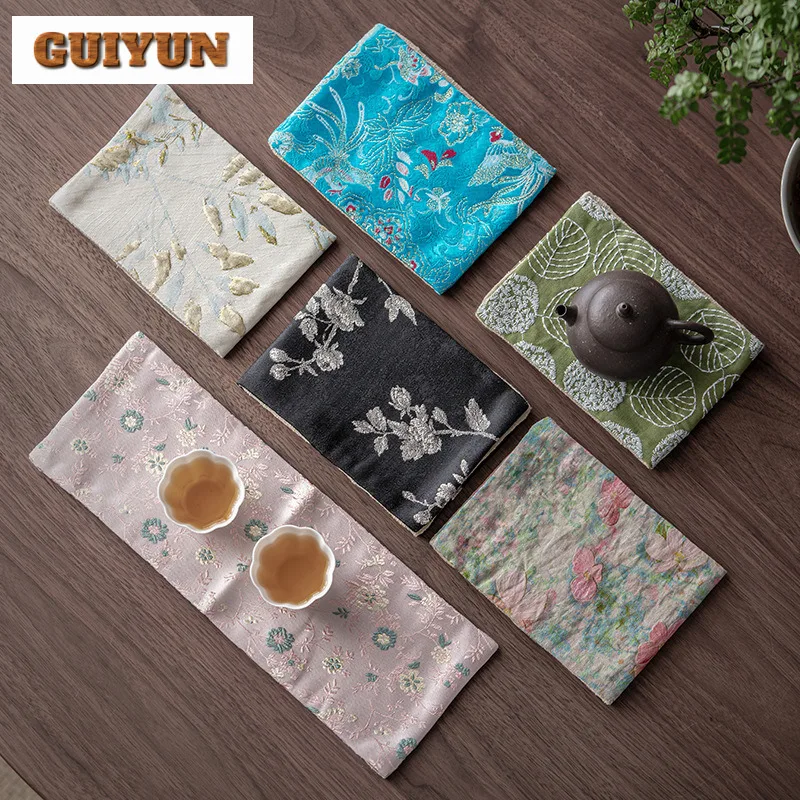 الديباج منشفة شاي مستطيلة الخرق القديمة الشاي المناديل المنزلية الشاي القماش خدمات الشاي اكسسوارات جمع لوازم الحرفية #1