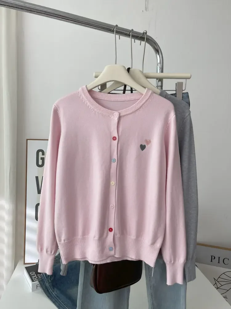 Fashion Versatile Women Sweater 2026 Autumn Winter Elegant Embroidered Women Knit Cardigan Long Sleeve Unique Colorful Buttons