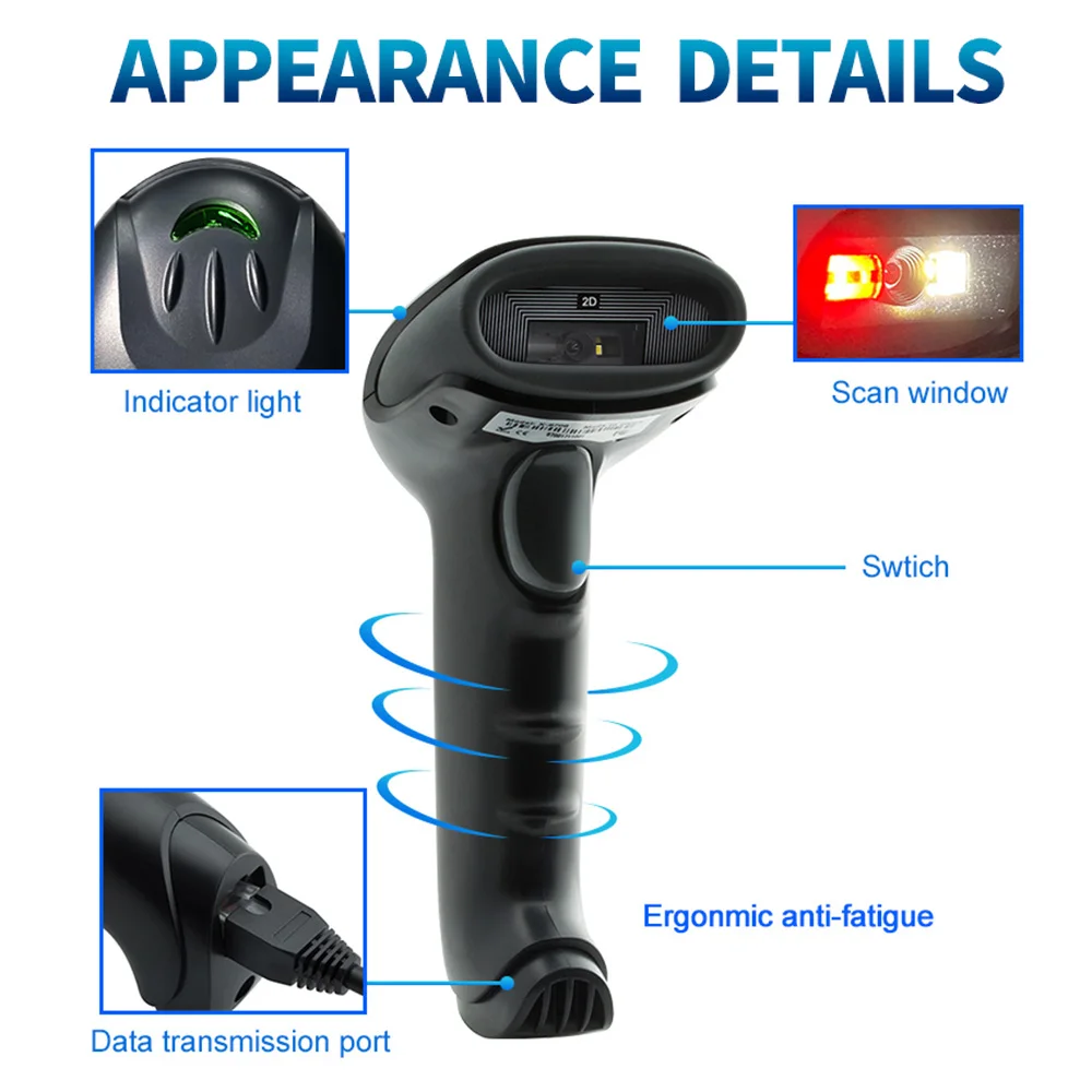 Imagem -06 - Gtcodestar-barcode Scanner Portátil sem Fio Bluetooth 2d Bar Code Reader com Fio qr Suporte Celular
