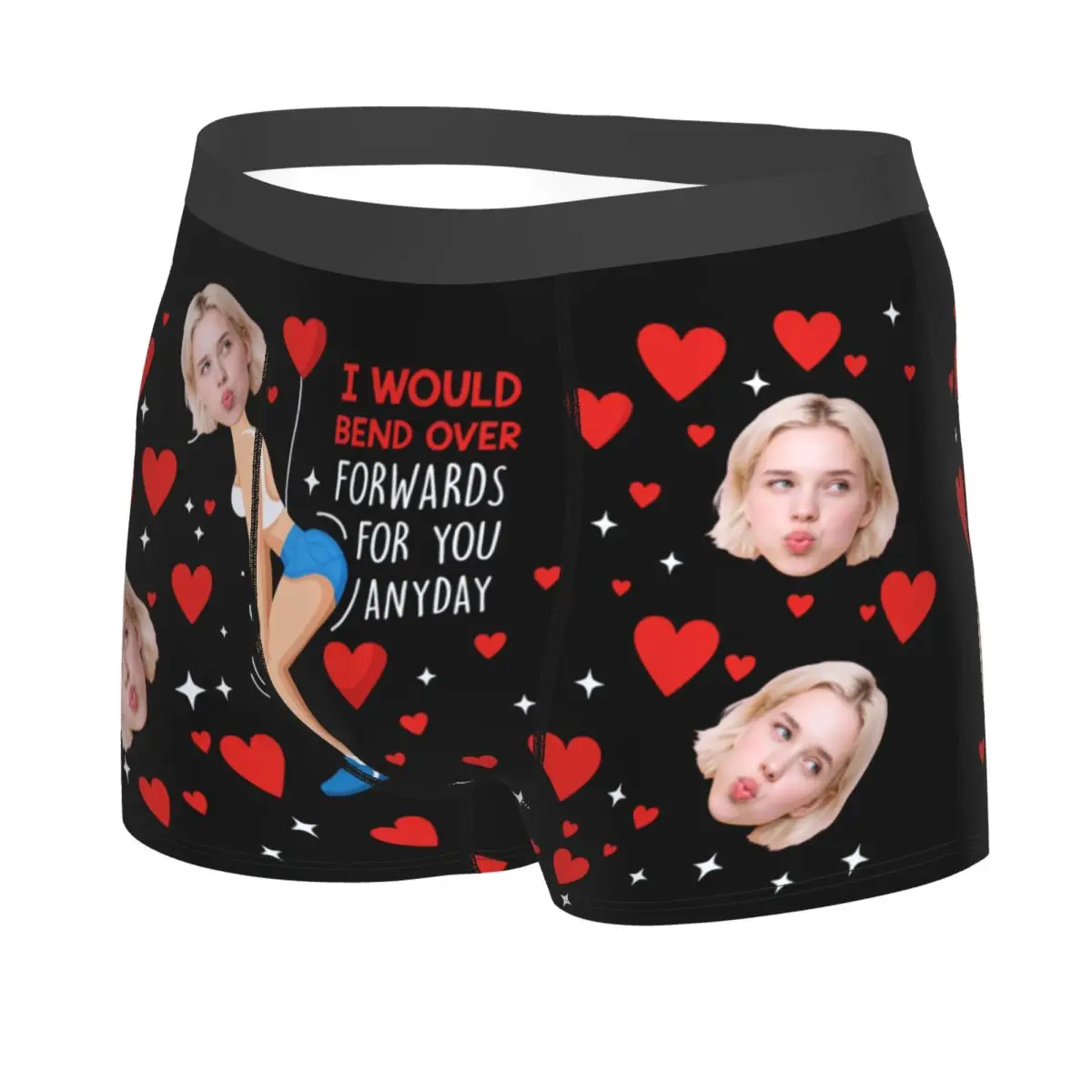 Valentine's Day Men's Personalized Face Photo Custom Underwear Design Your Own Boxer Briefs Panties Underpants For Husband