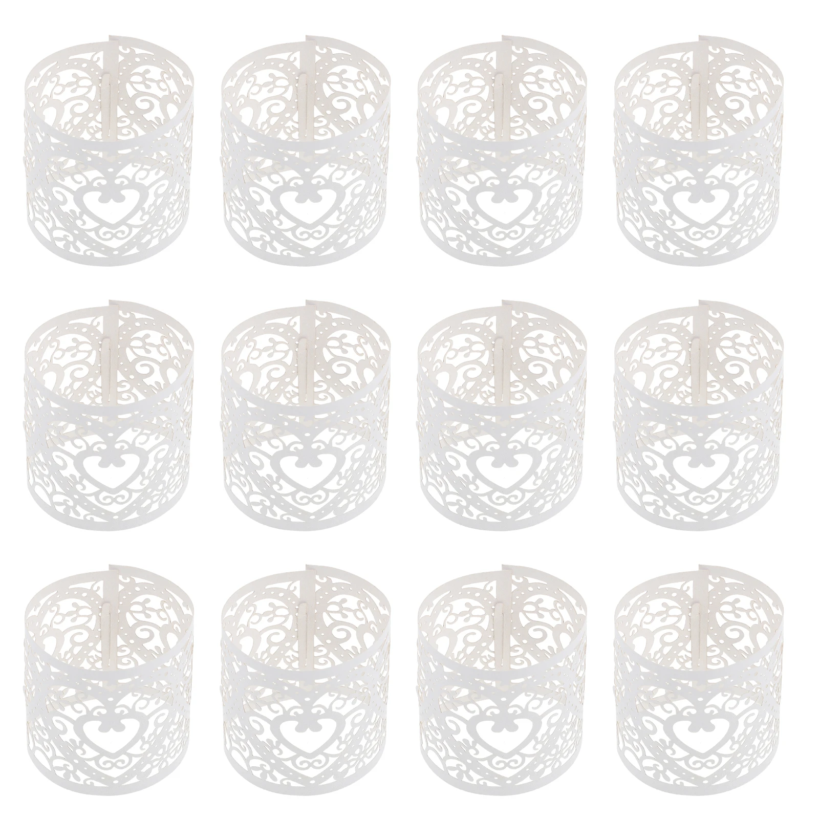 

50pcs Pearl Paper Tea Light Covers C Wraps Hollow Design LED Decorative White Wedding Birthday Party Christmas