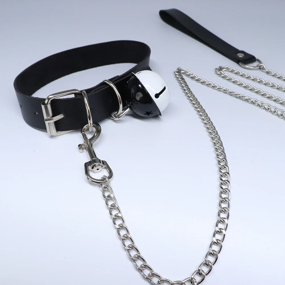 UYEE Punk Rock Choker uprząż kobiety PU skórzany gotycki kołnierz i łańcuszek dla dziewczynki czarna estetyczna moda Anime akcesoria Cosplay