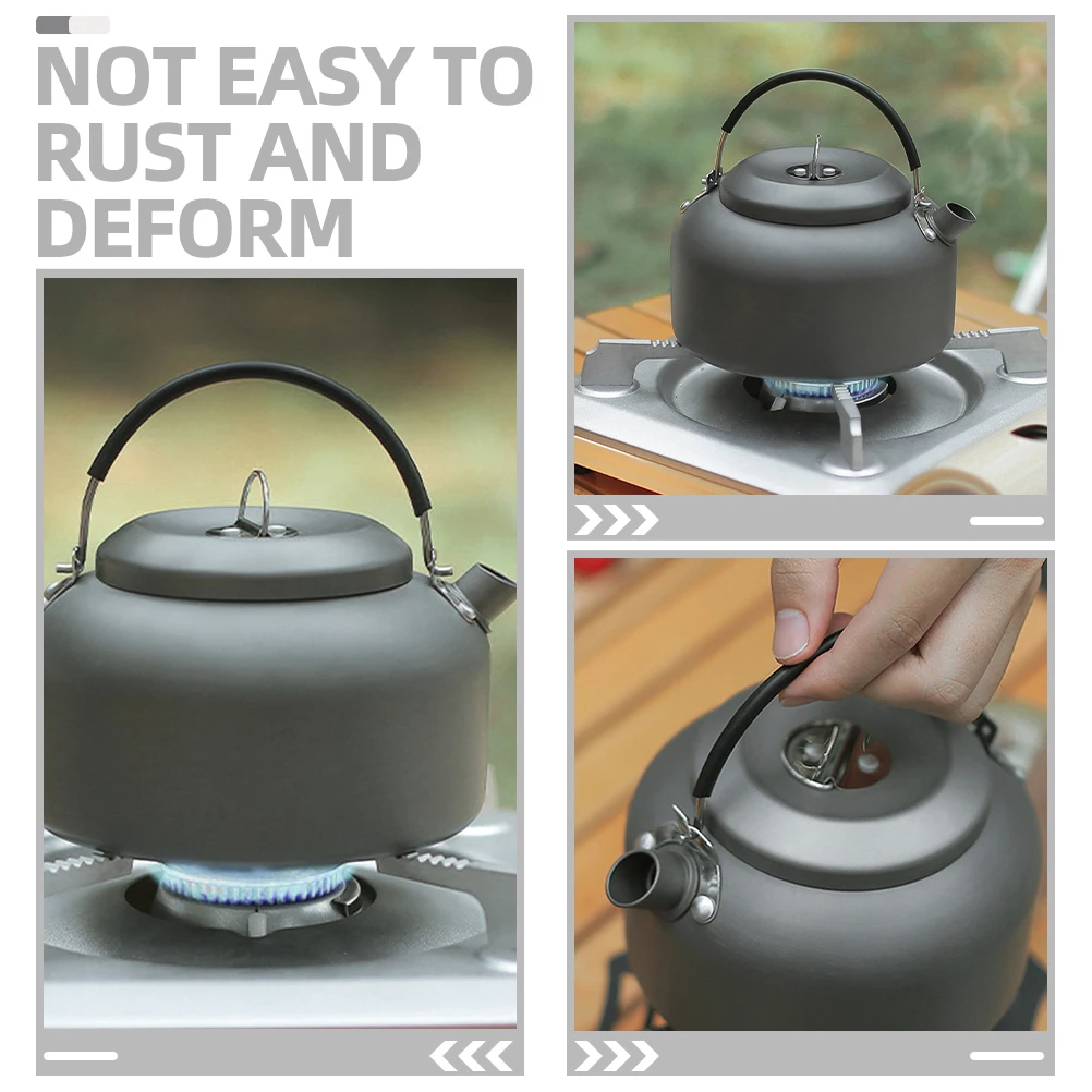 

Outdoor Water Kettle Aluminium Alloy Silicone Sturdy Durable Portable Camping Tea Kettle Stovetop Boiler Water Heating Pot