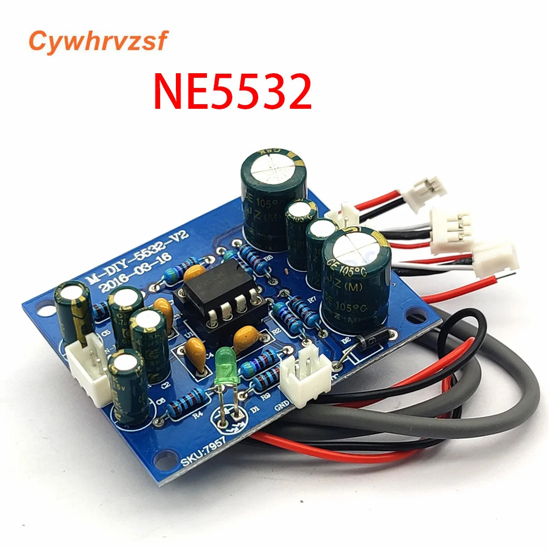 NE5532 Pre-Amplification Tone Board Front Board Exchangeable Op Amp Single Power Supply DC12-35V