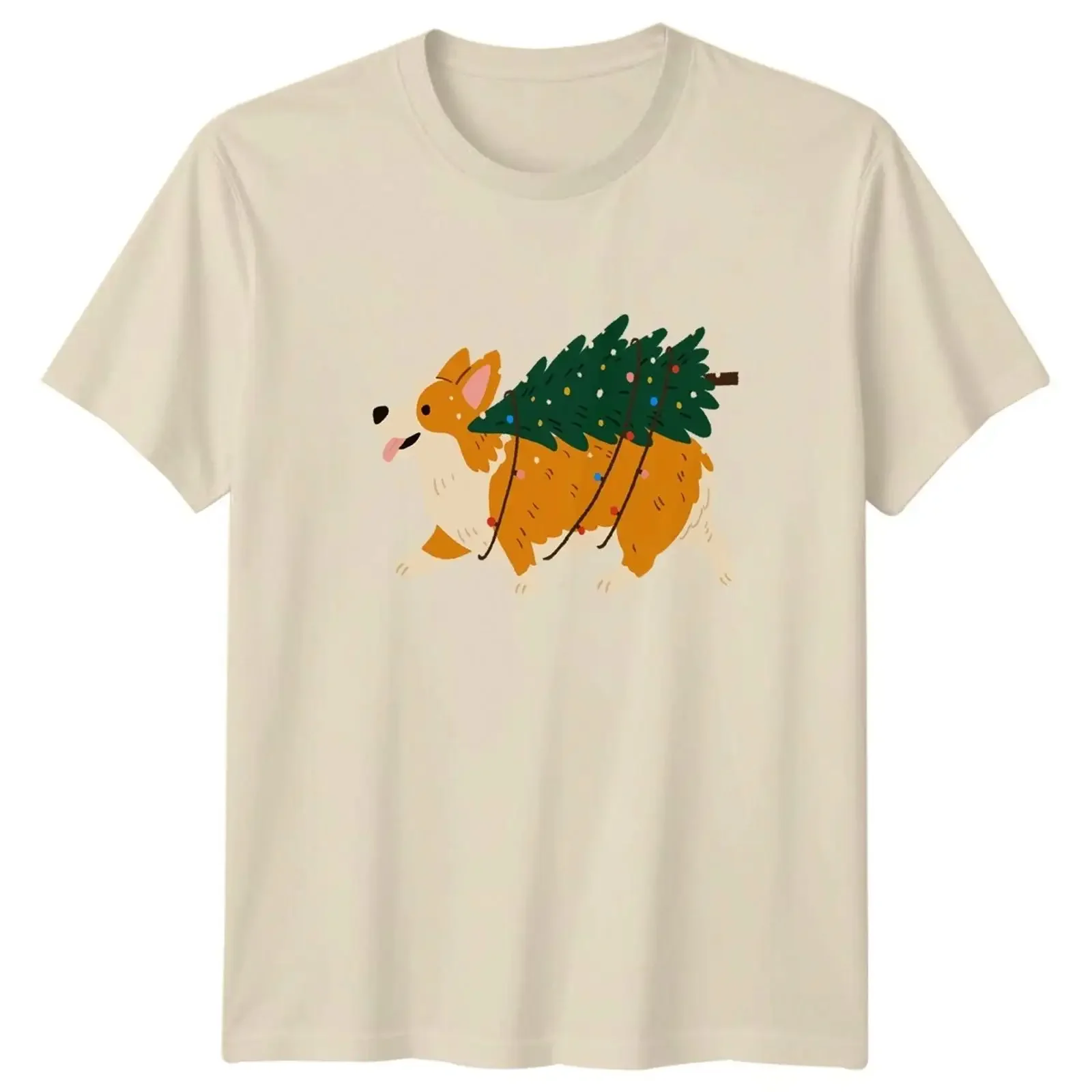 Corgi Christmas Tree Holidays Animals Herren T Shirt Damen Grafik vintage Washed Top For Everyday Wear Comfortable Unisex