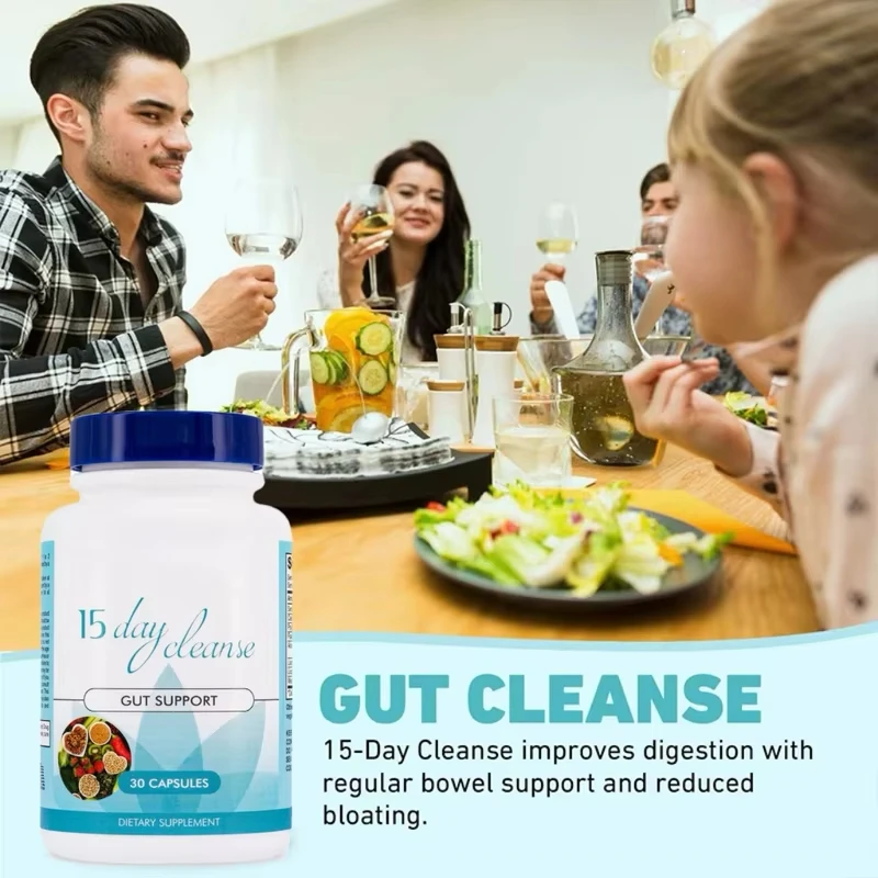 15 Day Cleanse Capsules Natural Herbal Gut Support Supplement Digestive Care 30 Capsules for Adults