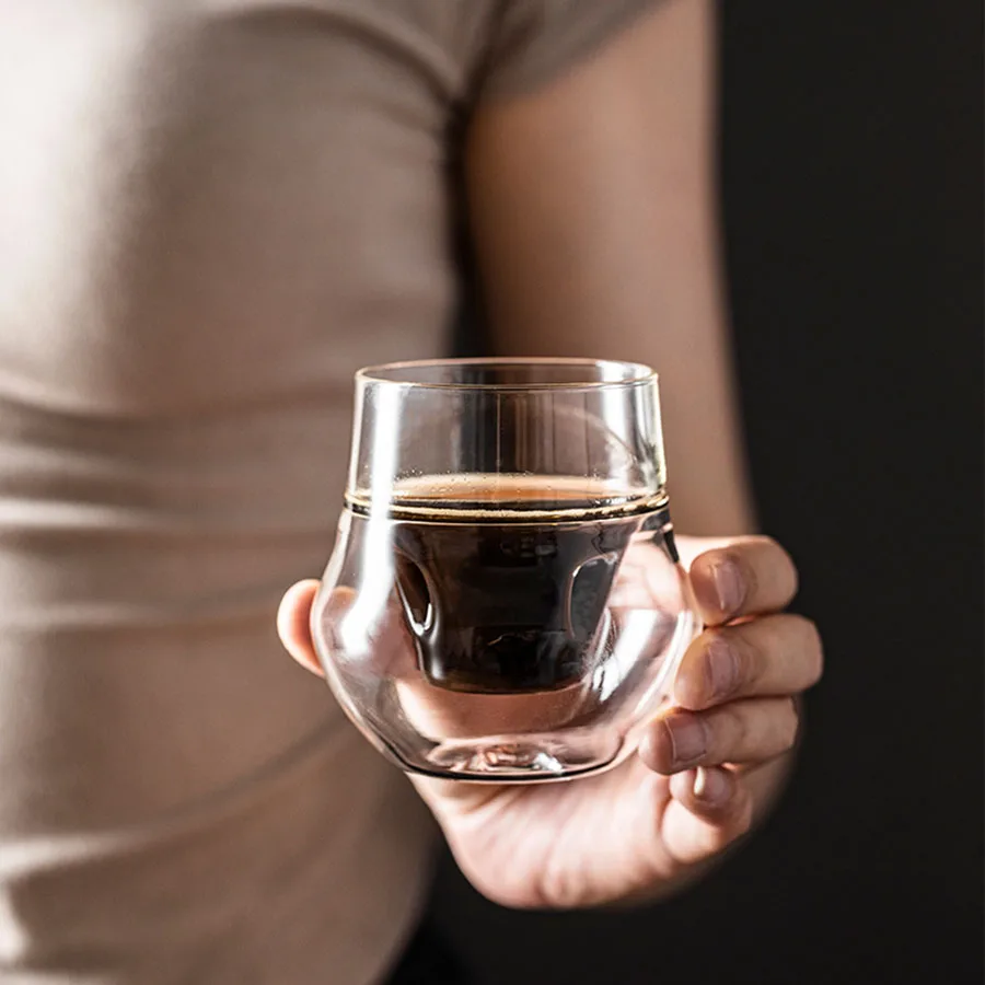 YWDL 120/130ml Double-layer Glass Cup Hanging Ear Espresso Coffee Cup Anti-scalding Milk Party Brandy Wine Teacup Clear Mug