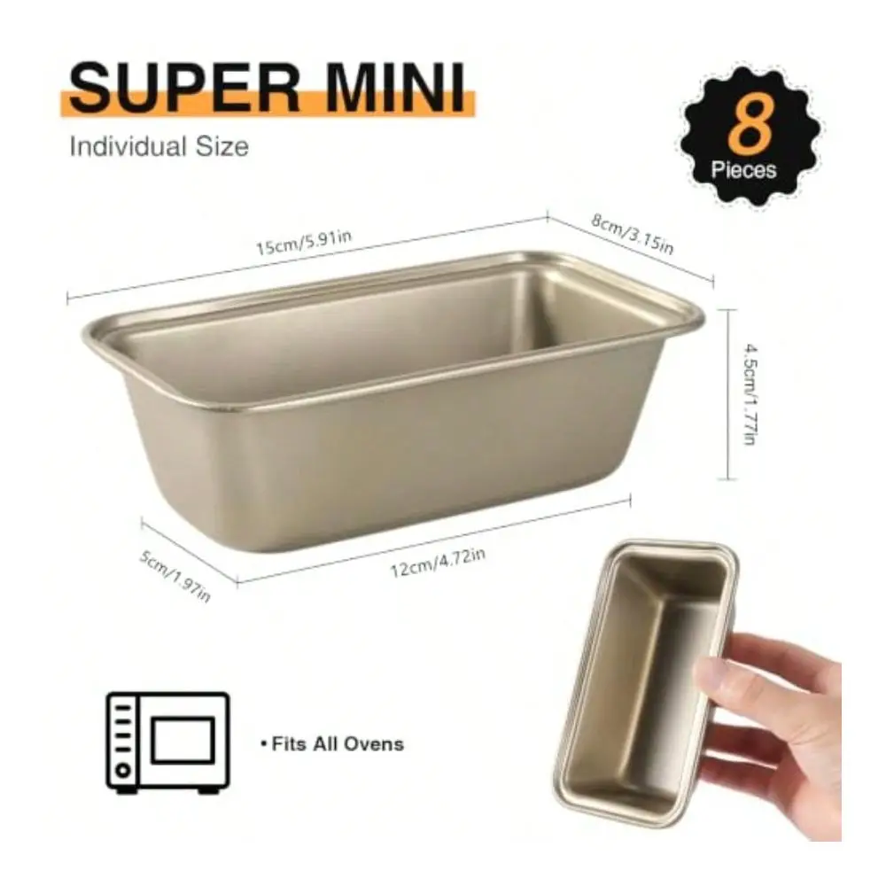 6 X 3 X 2 Inch Mini Loaf Pans For Baking Bread, Pack, Gold Nonstick Small Bread Pan, Rectangle Carbon Steel Baking Tin For Homemade Bread Sourdough Banana Meatloaf Cake, Oven Available