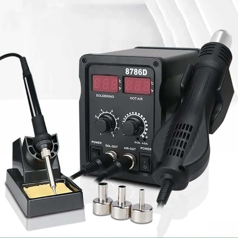 8786D rework station soldering hot air gun soldering stations 2 in 1 soldering desoldering station