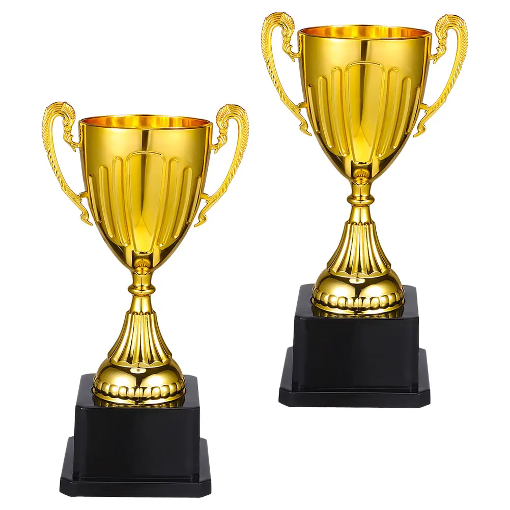 

2 Pcs Mini Golden Trophy Football Kindergarten Graduation Cup Racing Car Award Trophies Plastic Competition for Bulk
