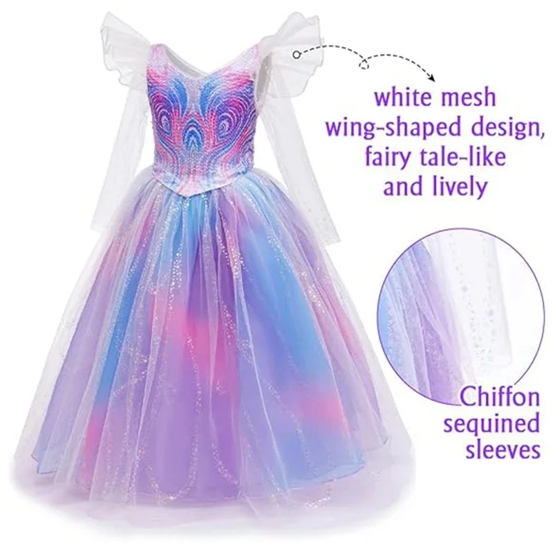 ملابس أداء الأطفال ملابس الكرنفال الساحرة غليندا أزياء تنكرية أنيقة فتاة الأميرة فستان الترتر ثوب مسائي #5