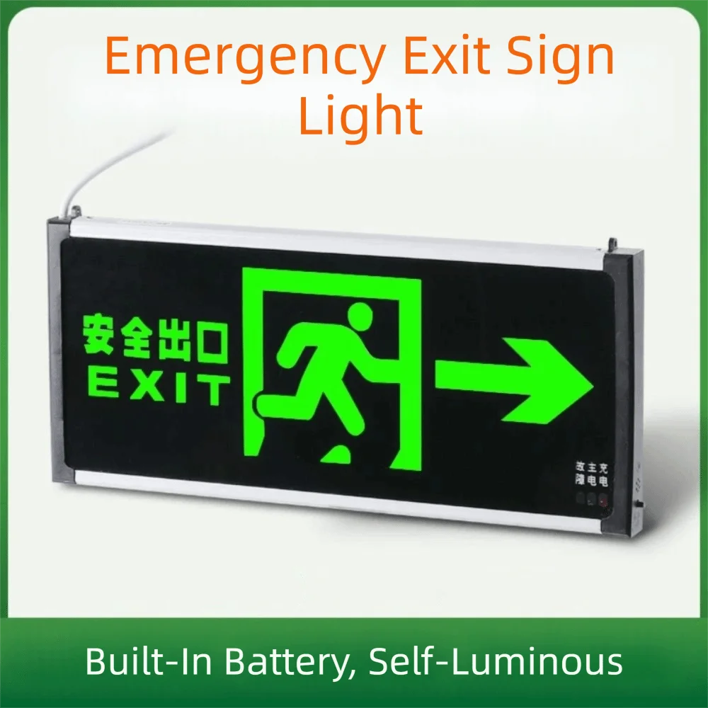 LED Light Emergency Exit Light Hanging Green Evacuation Sign Light with Hard-wired with Battery Backup Safety Exit Sign
