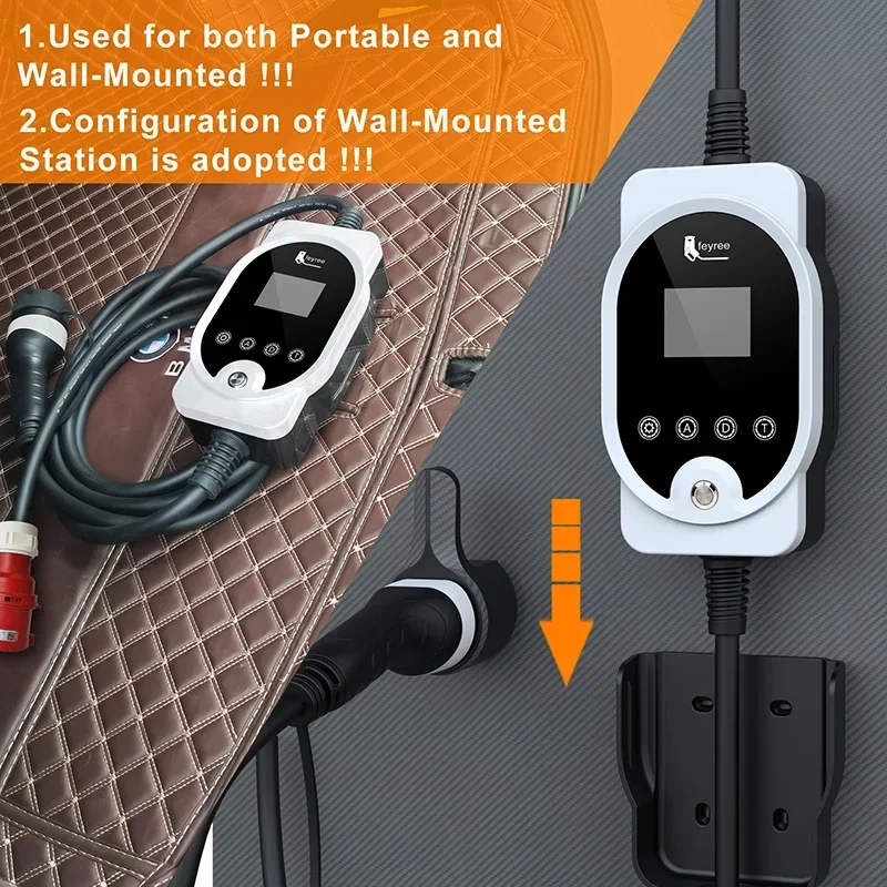 feyree Type2 EV Charger 11KW 16A 3P Portable Car Charger Wi-Fi APP Control EVSE Charging Box Charging Station for Electric Car