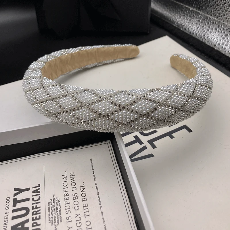 Fashion diamond hairpin hoop women's light luxury and foreign style high skull top hair binding headdress out pressing Headband