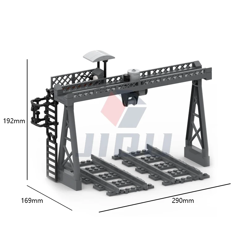 Railway Overloading Crane Model Set Building Blocks Gantry Crane Compatible 53401 Track Parts City Train MOC Bricks Kid Toy Gift - view 6