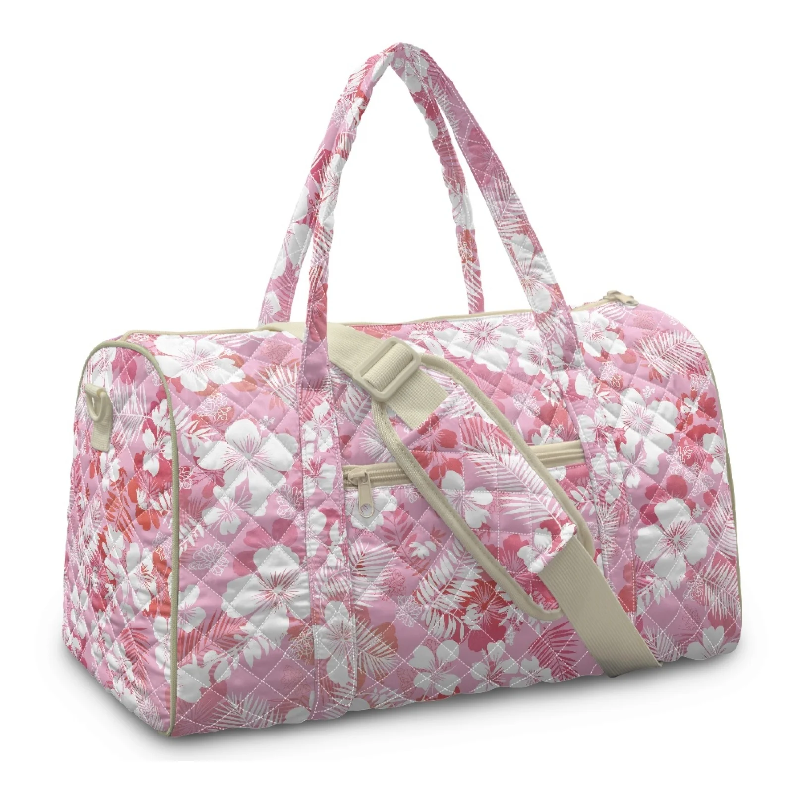 Coloranimal Pink Floral Bloom Portable Travel Duffels for Vacation Polyester Travel Duffel Bags New Trend