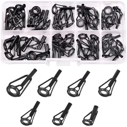 48Pcs Fishing Rod Tip Guides Repair Kit Stainless Steel Frames Ceramic Ring for Spinning Casting Saltwater Freshwater Fishing