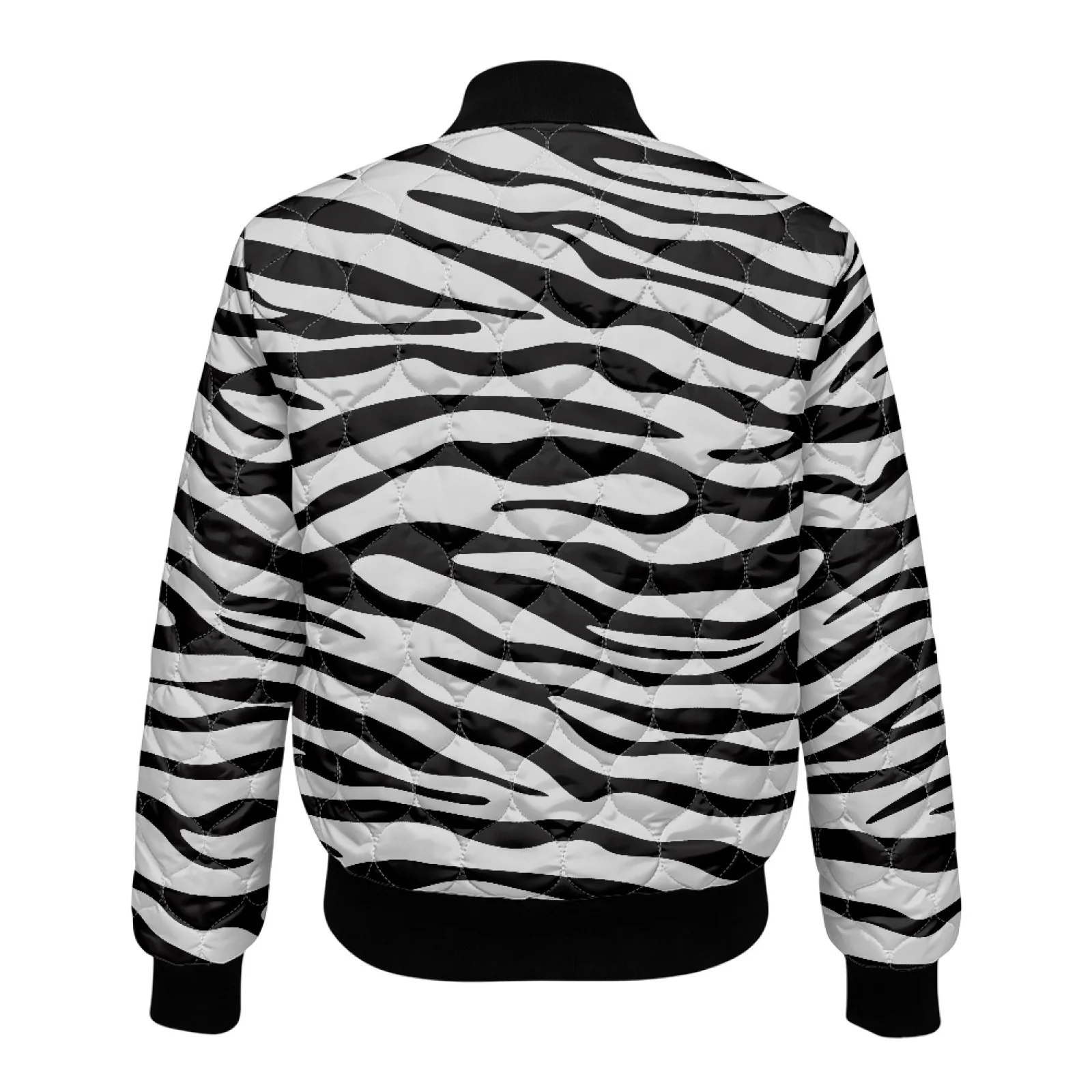 PENSTROLL Zebra Print Womens Oversized Long Sleeve Coat with Pockets Outerwear Fashion Quilted Barn Jackets for Party