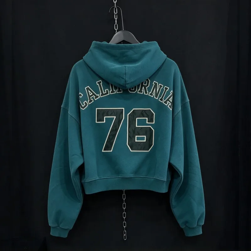 Ultra Loose ERL Jacket Towel Embroidered Large E Zipper Hoodie Retro No. 76 Hoody Oversized Men Women Hiphop Street Outfit