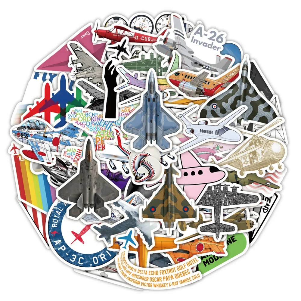 10/30/50PCS New Cartoon Airplane Personality Creative Sticker Guitar Refrigerator Computer MotorcycleWaterproof StickerWholesale