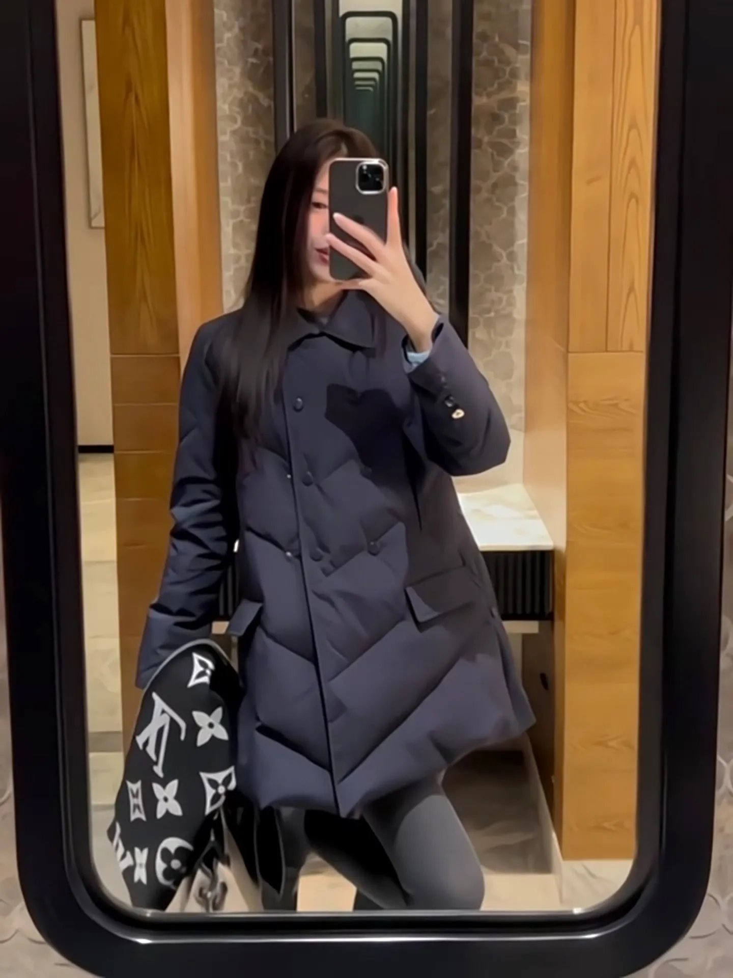 

Ladies Luxury Double-Breasted Collar down Jaet White Du Feather Warm High Waist Long Sve Faionable Winter Outerwear