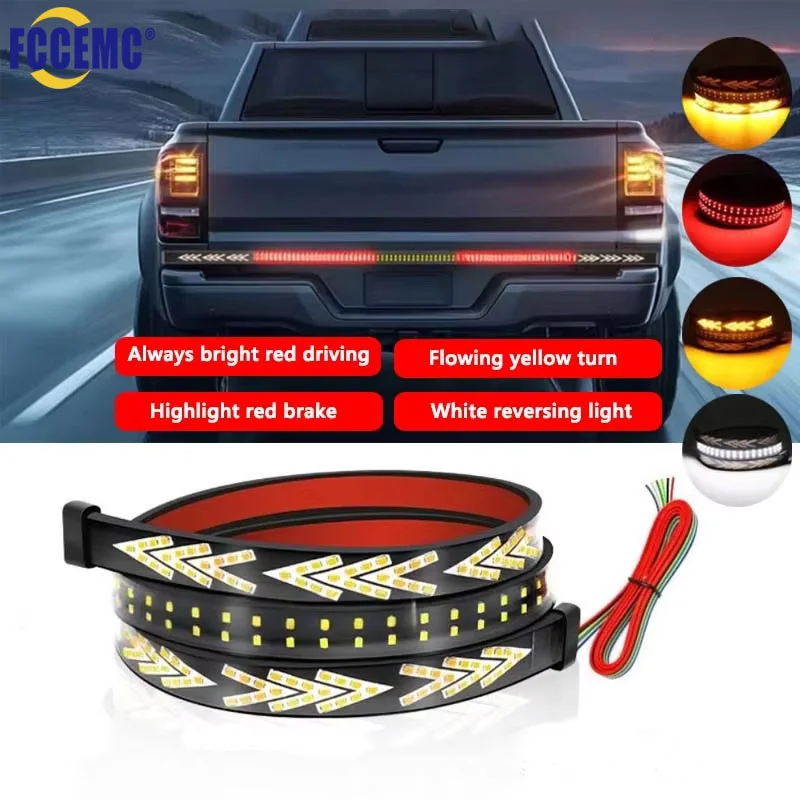 Car Rear Tail Brake Turn Signal Light 12V 24V Reverse Double Flash Warning Light LED Strip Arrow for Pickup Truck Jeep