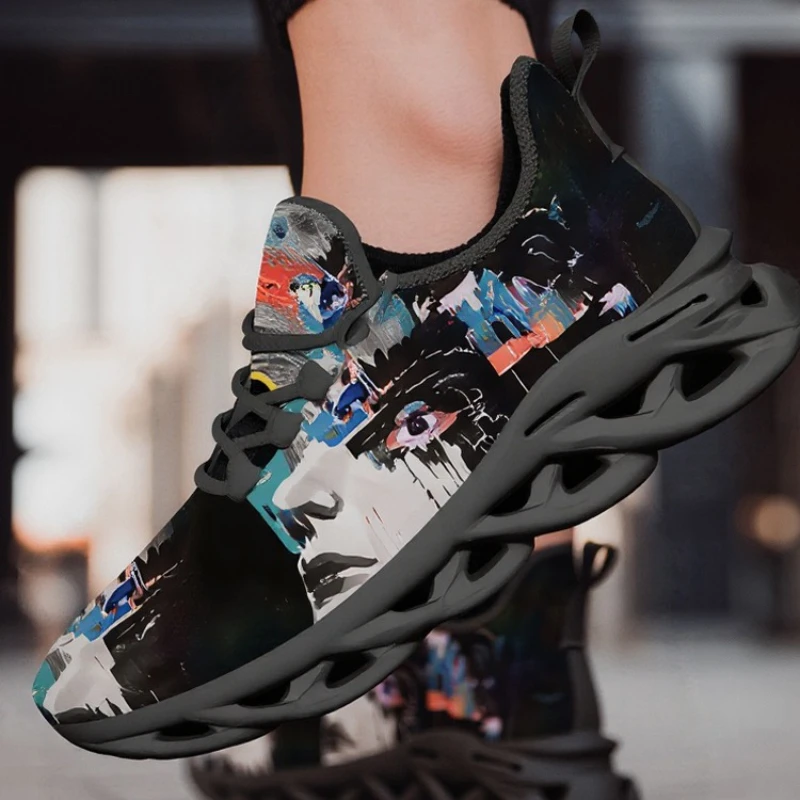 

YRZL Men Running Shoes Breathable Lightweight Male Tennis Anti-slip Outdoor Men's Sneakers Soft Lace Up Sports Shoes Walking